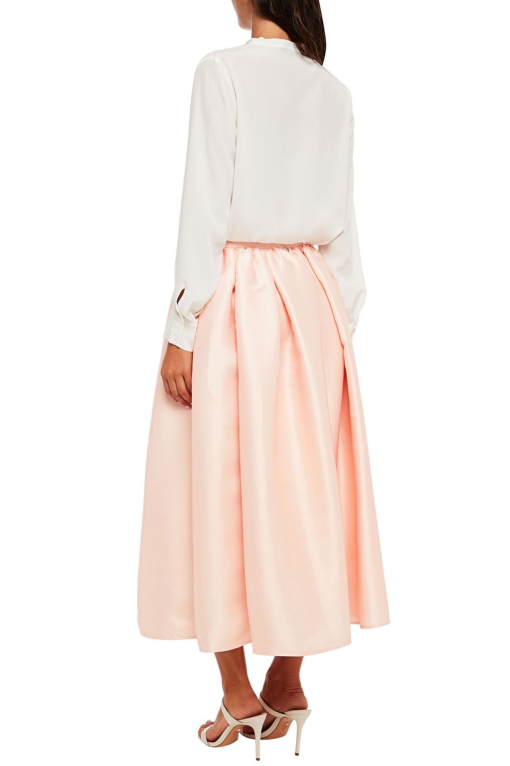 HUISHAN ZHANG Jodie pleated duchesse-satin midi skirt