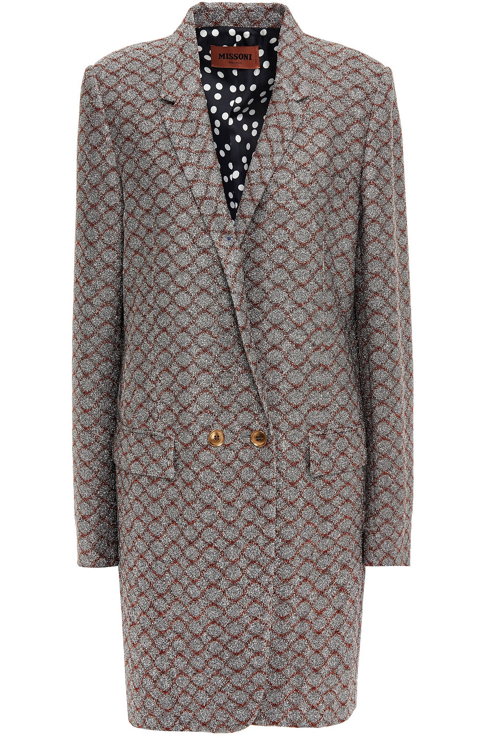 Missoni Woman Double-breasted Metallic Jacquard-knit Blazer Silver Size 40
