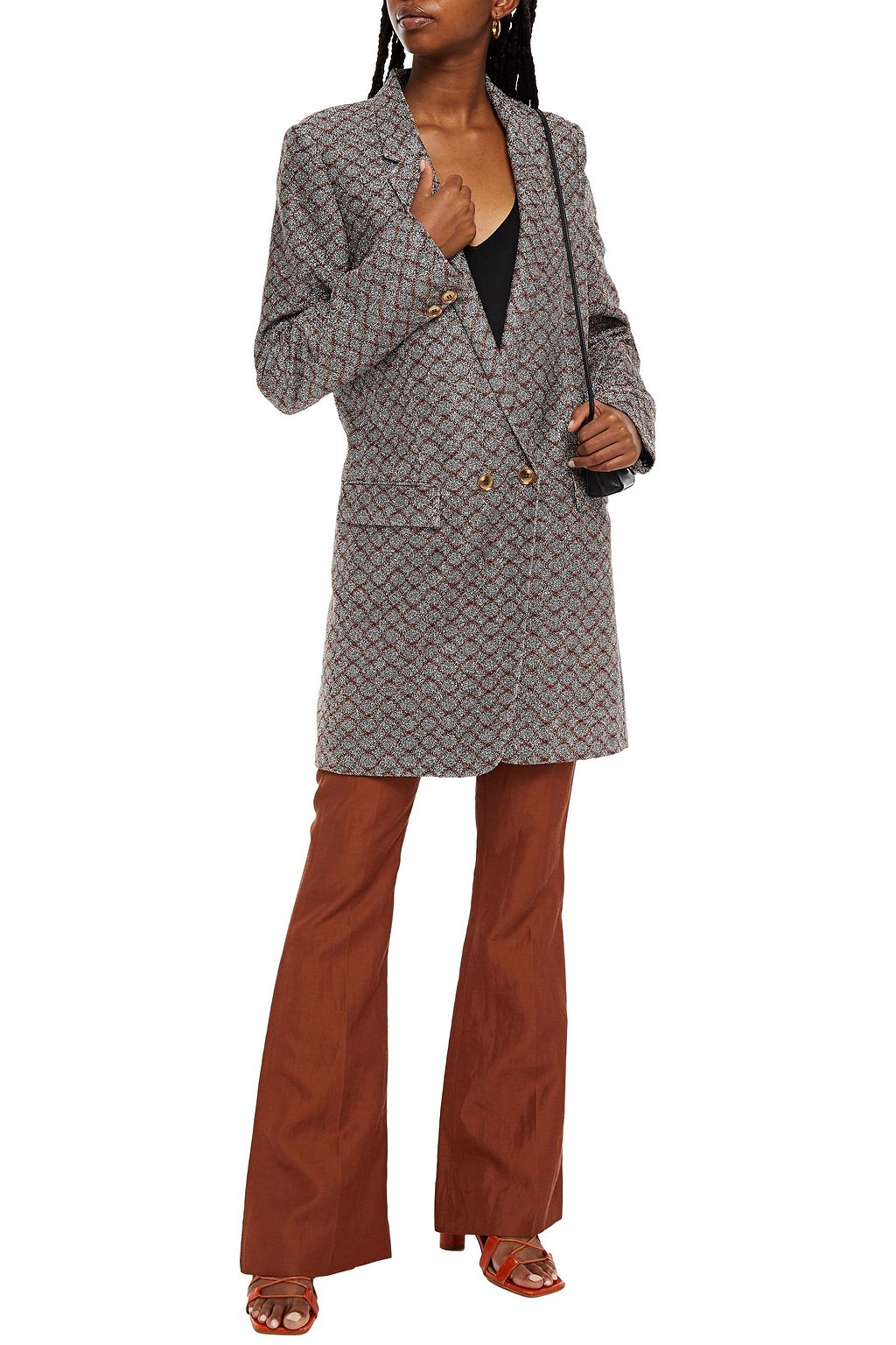 MISSONI Double-breasted metallic jacquard-knit blazer