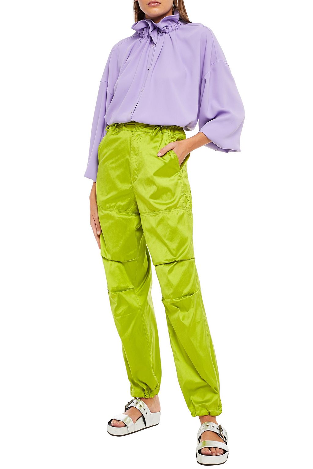 MARQUES' ALMEIDA Neon silk-shantung tapered pants