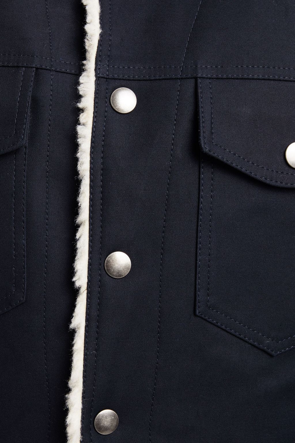 SANDRO Faux shearling-lined cotton-canvas jacket