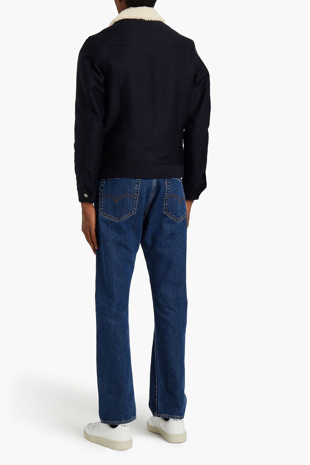 SANDRO Faux shearling-lined cotton-canvas jacket