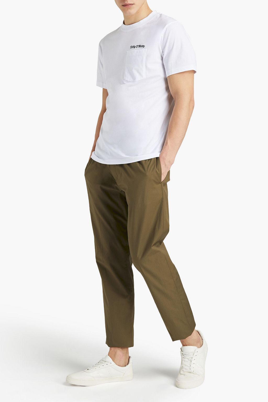 SANDRO Embroidered cotton-jersey T-shirt