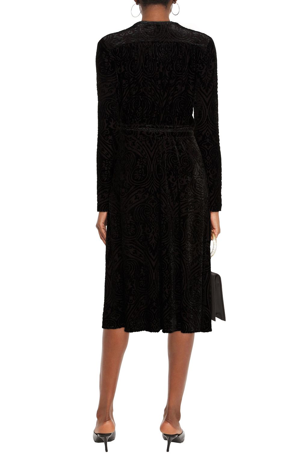 ETRO Gathered burnout velvet midi wrap dress