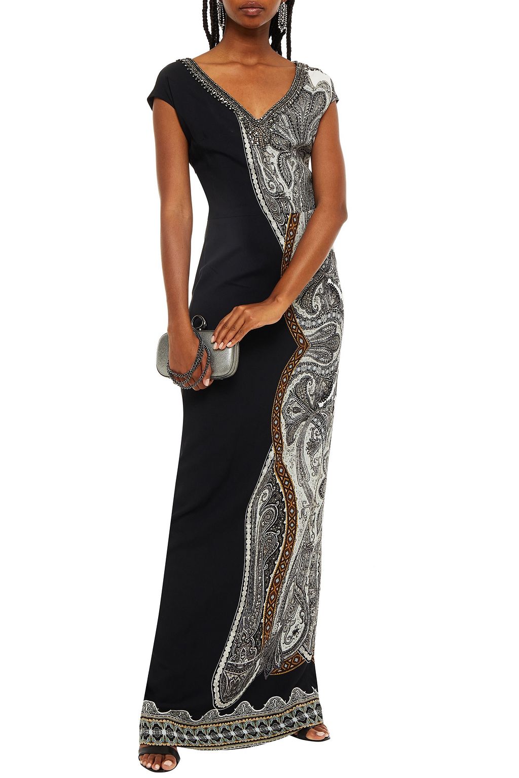 ETRO Embellished printed crepe de chine maxi dress