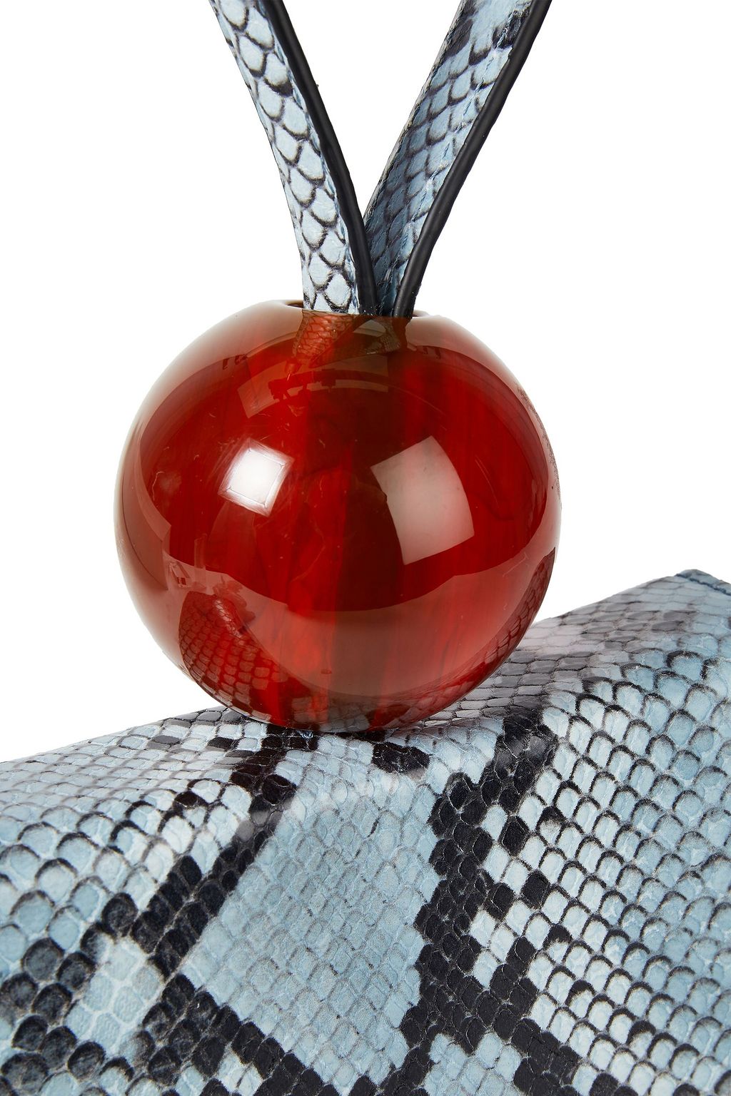 BY FAR Ball snake-effect leather tote