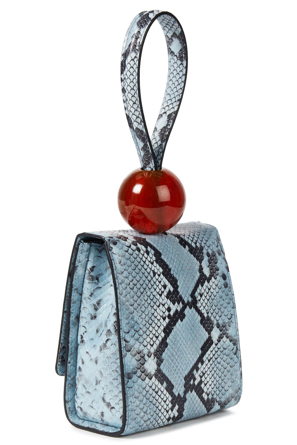 BY FAR Ball snake-effect leather tote