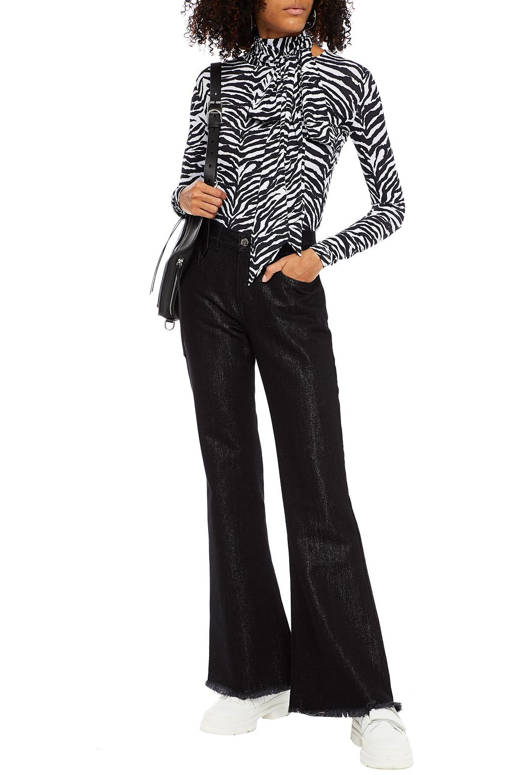 MARQUES' ALMEIDA Metallic high-rise flared jeans