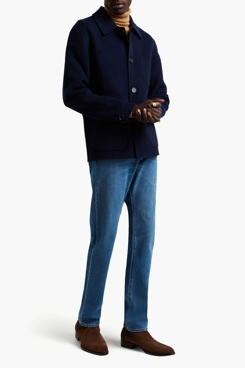 SANDRO Wool and cotton-blend felt coat