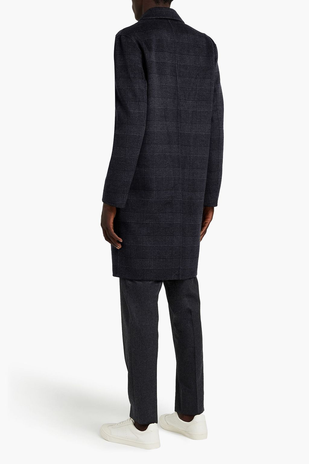 SANDRO Prince of Wales checked wool-blend felt overcoat