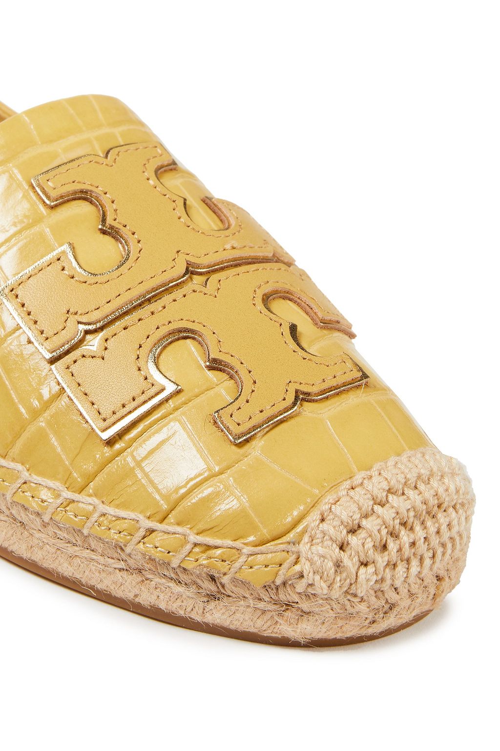TORY BURCH حذاء اسبادريل اينيس بكعب قابل للطي من الجلد بنمط التمساح الناعم