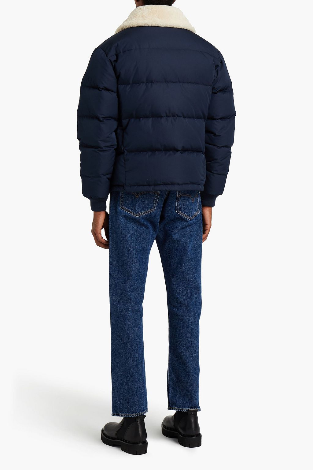 SANDRO Shearling-trimmed quilted twill jacket