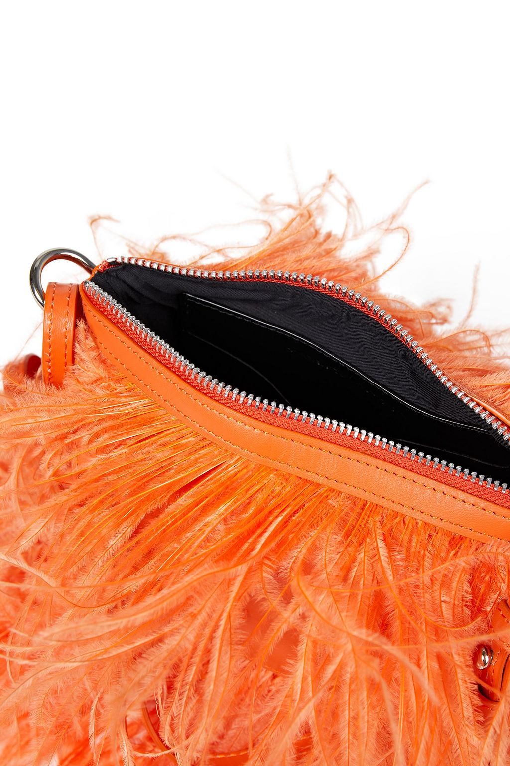 MARQUES' ALMEIDA Ostrich feather-trimmed leather shoulder bag