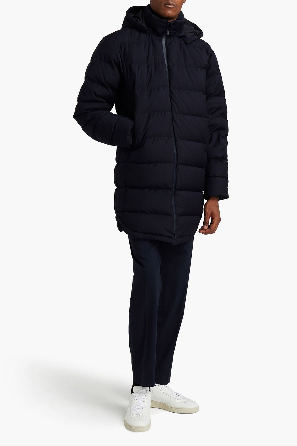 SANDRO Quilted twill hooded coat