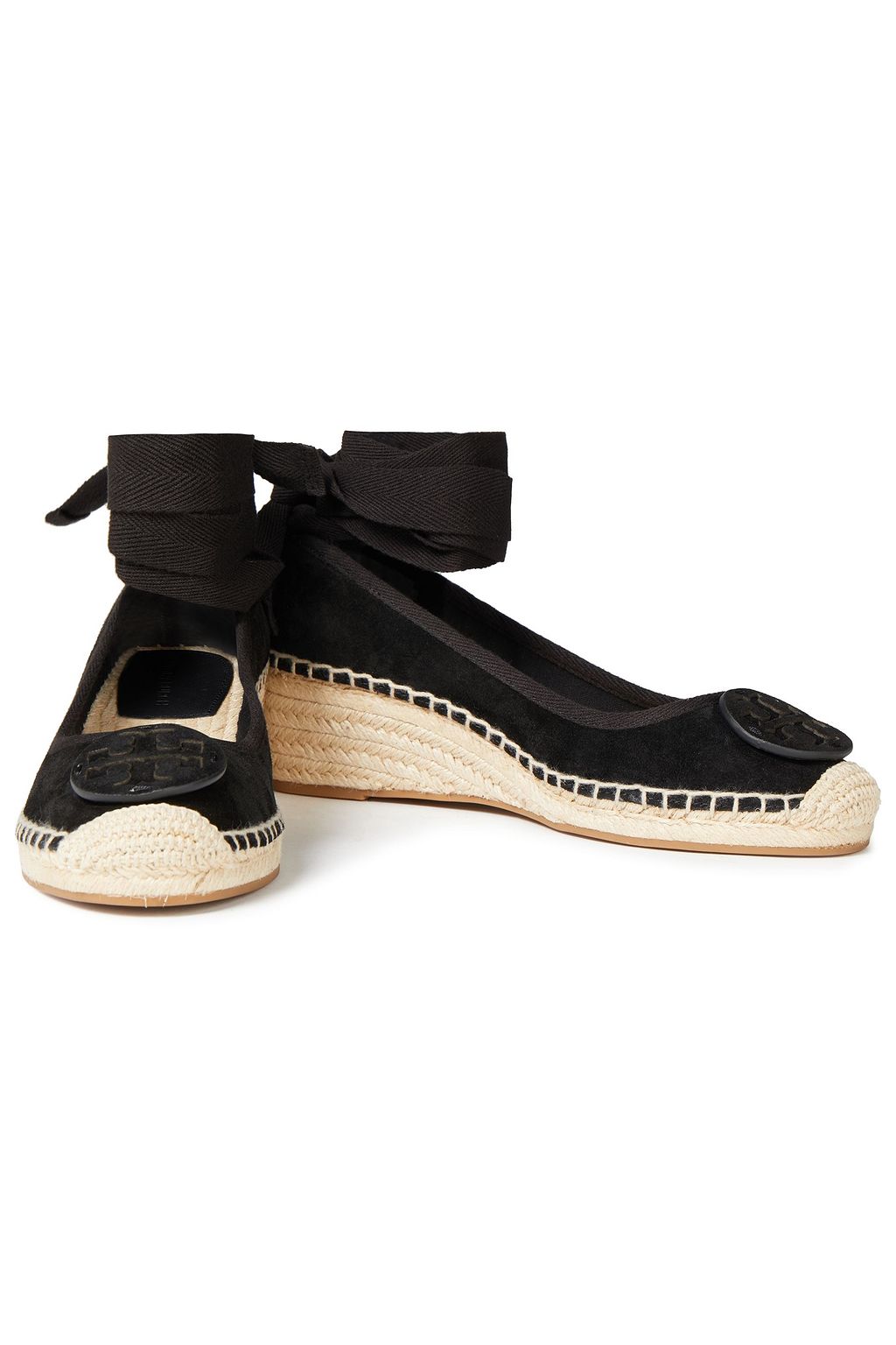 TORY BURCH Minnie lace-up suede wedge espadrilles