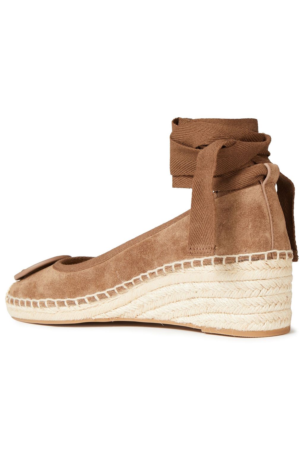 TORY BURCH Minnie lace-up suede wedge espadrilles