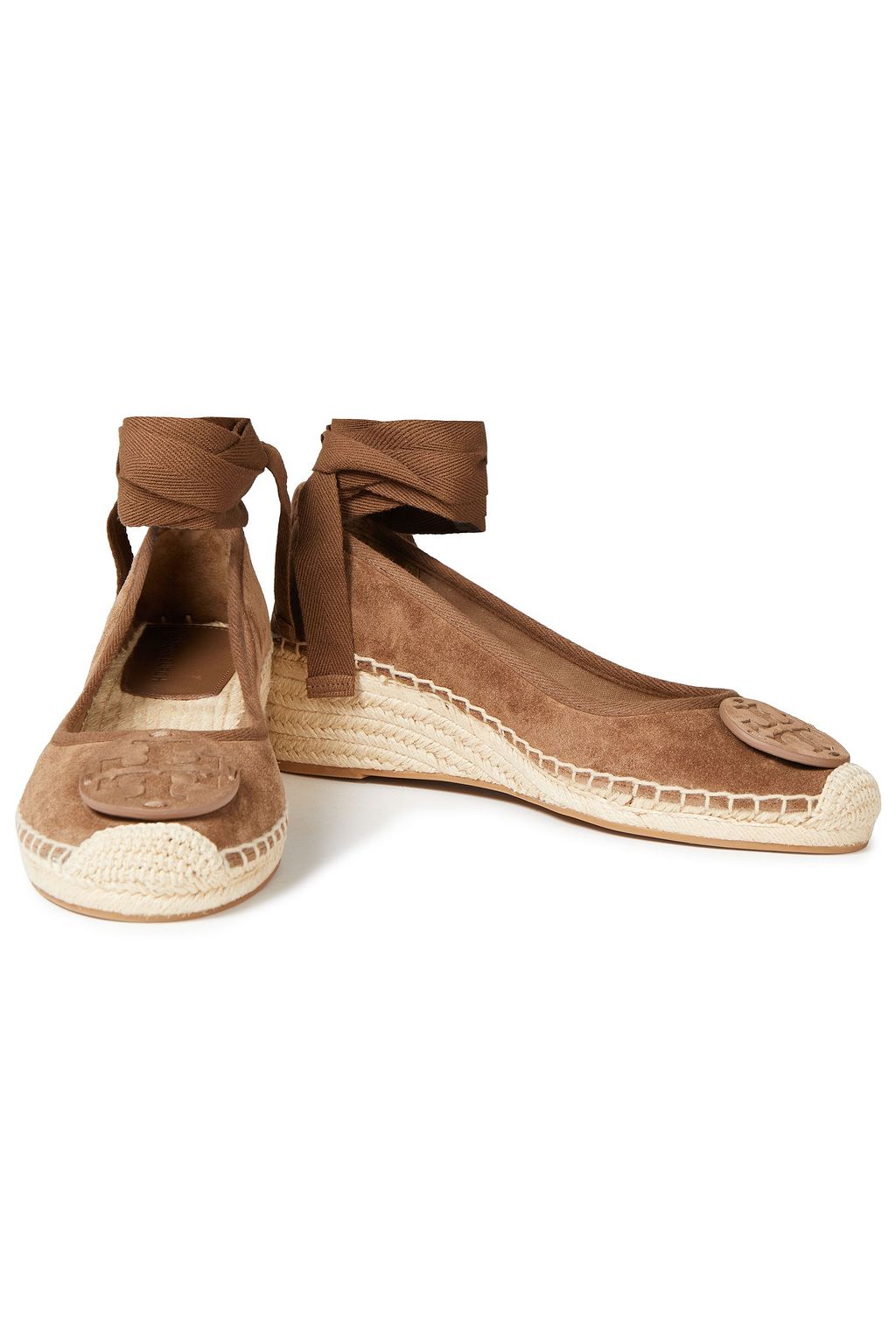 TORY BURCH Minnie lace-up suede wedge espadrilles