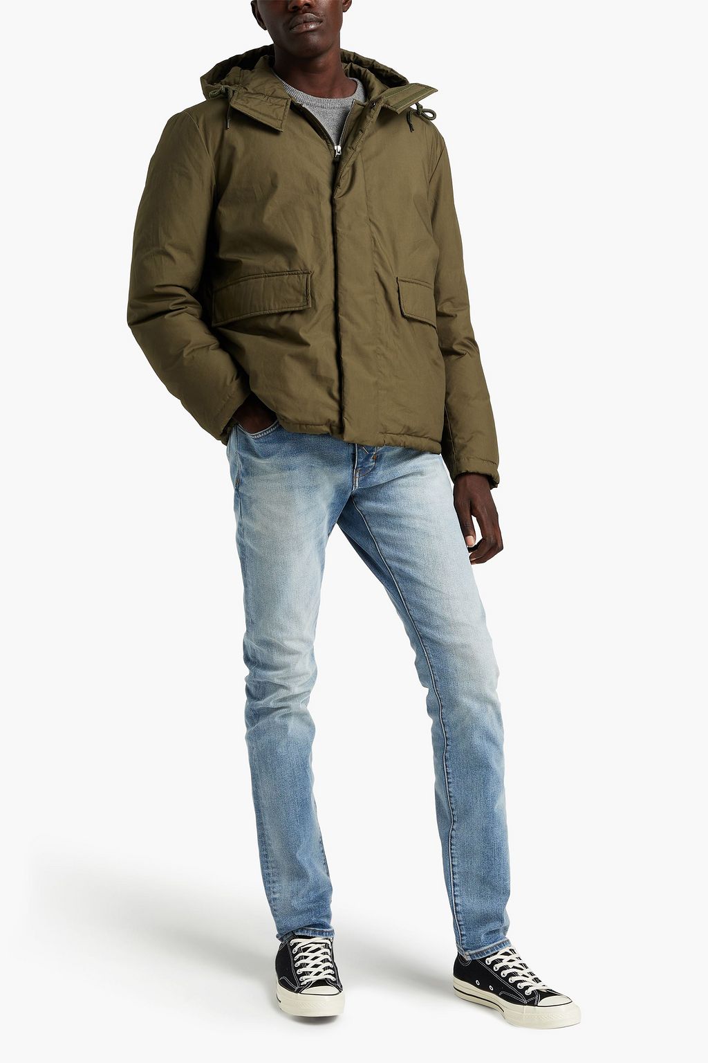 SANDRO Cotton hooded down parka