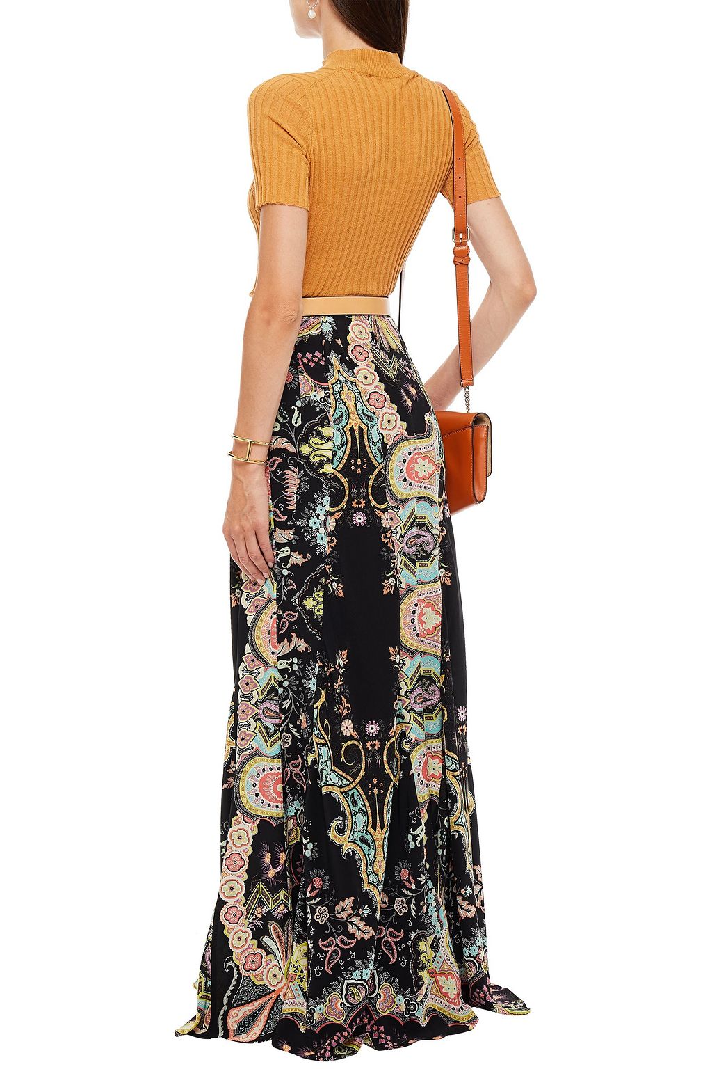 ETRO Printed silk crepe de chine maxi skirt