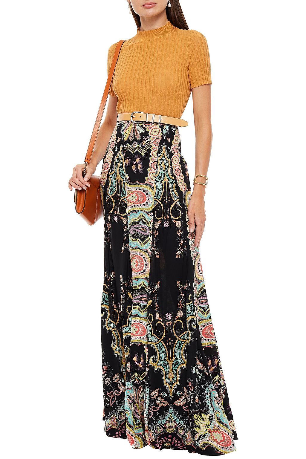 ETRO Printed silk crepe de chine maxi skirt
