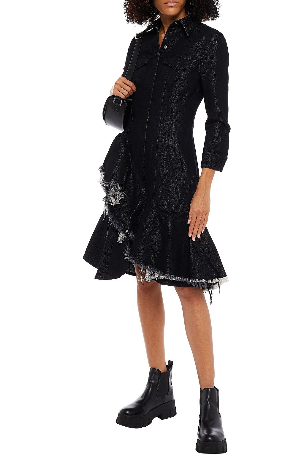 MARQUES' ALMEIDA Ruffled metallic denim coat