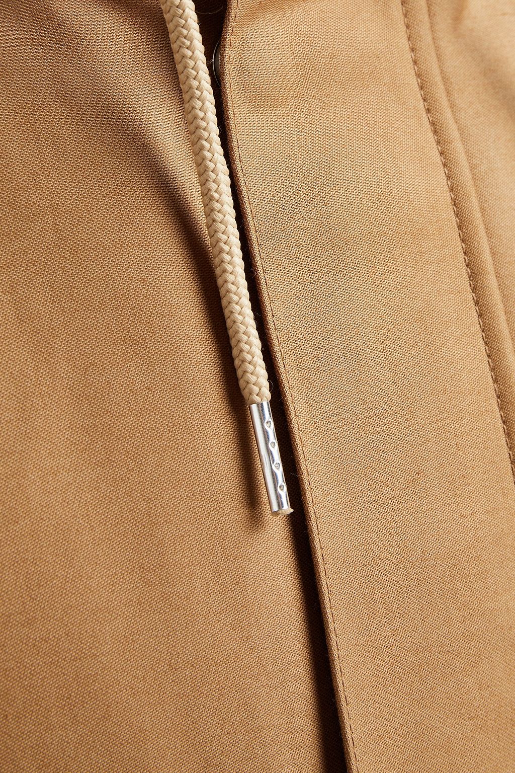SANDRO Deck faux shearling-lined cotton-gabardine hooded jacket