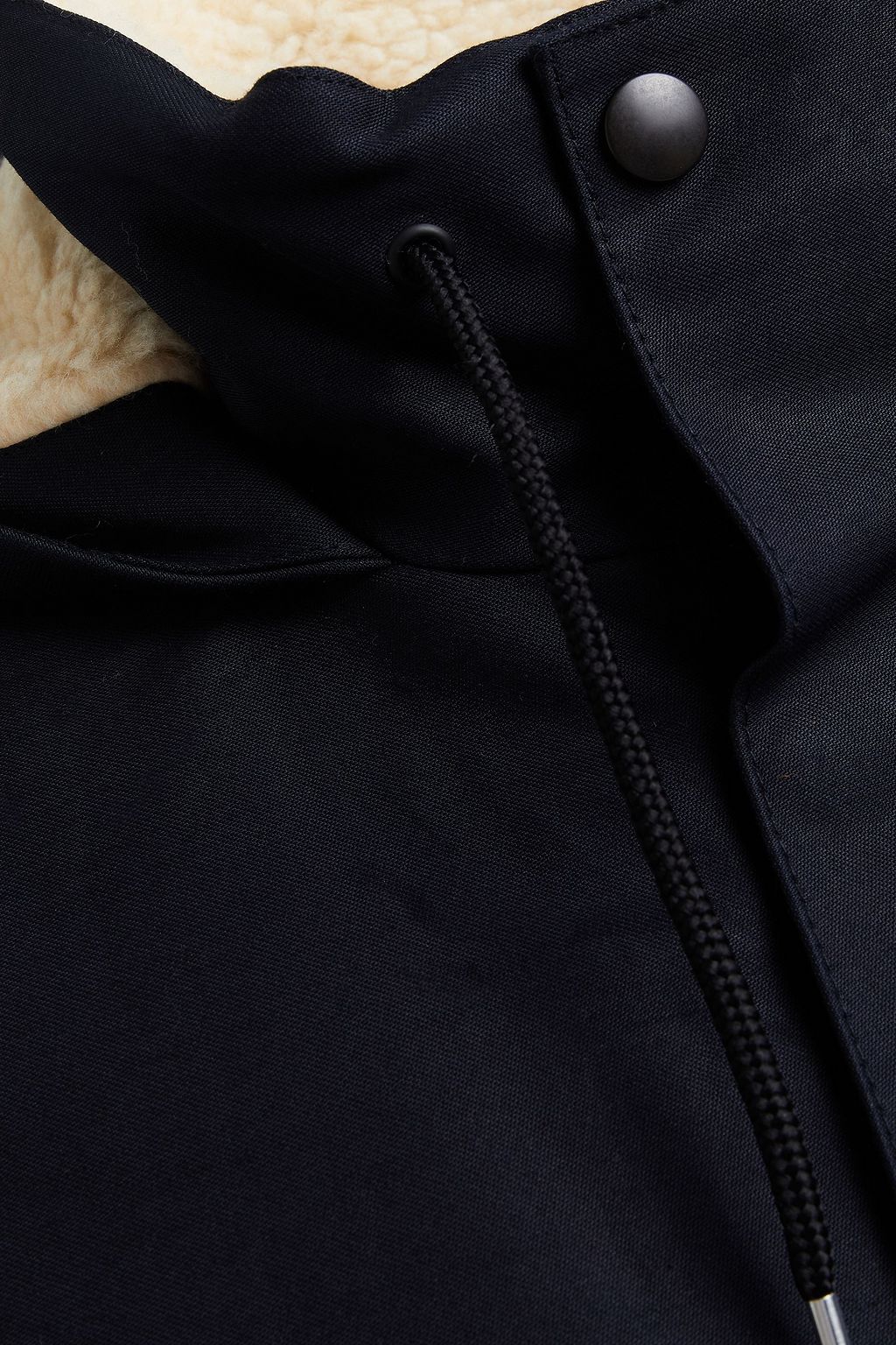 SANDRO Deck faux shearling-lined cotton-gabardine hooded jacket