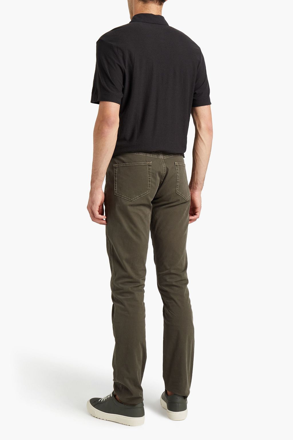 JAMES PERSE Slub cotton and linen-blend jersey zip-up polo shirt