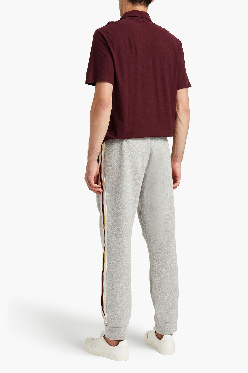 JAMES PERSE Slub cotton and linen-blend jersey zip-up polo shirt