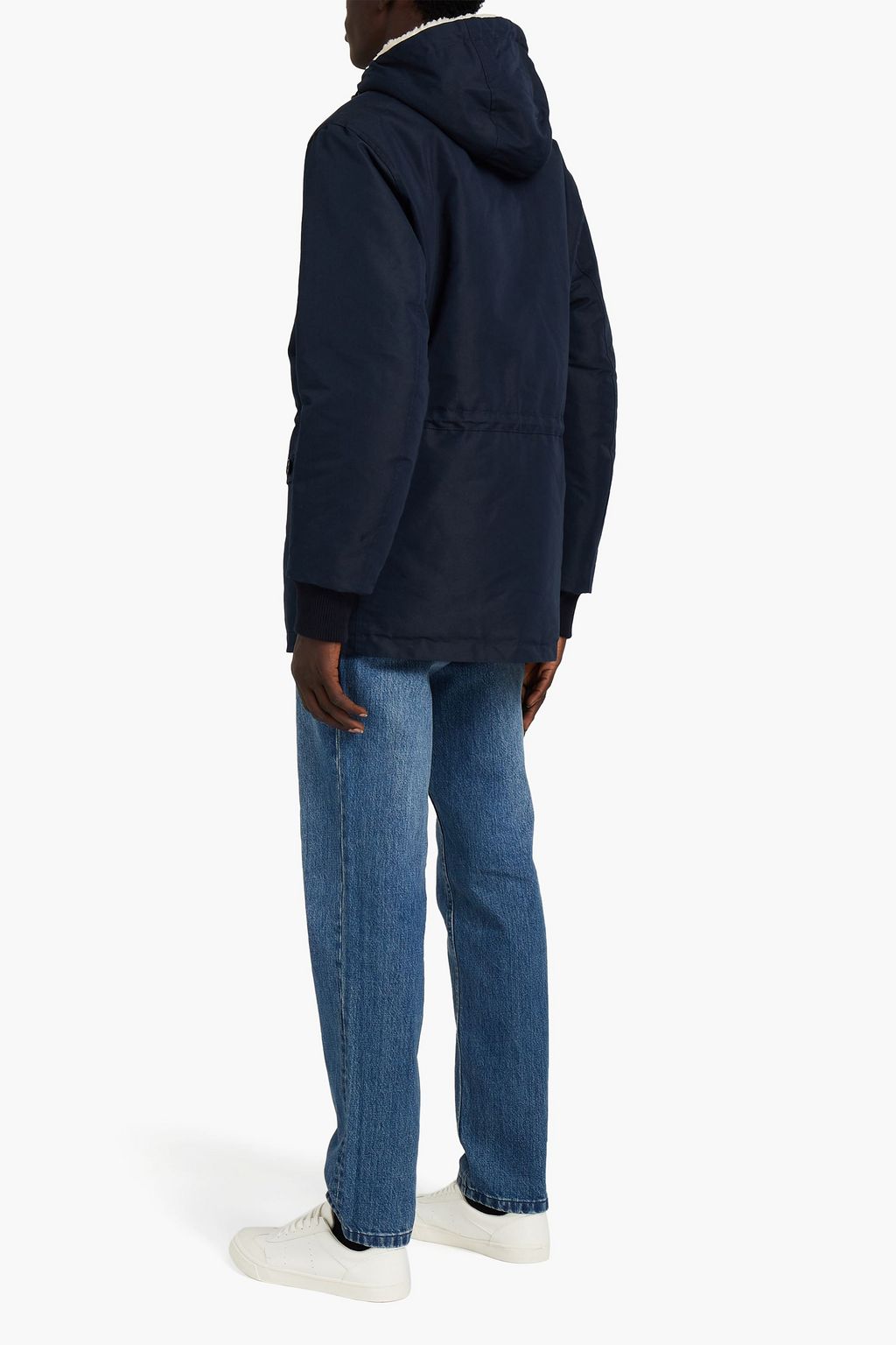 SANDRO Shearling-trimmed cotton-blend hooded parka