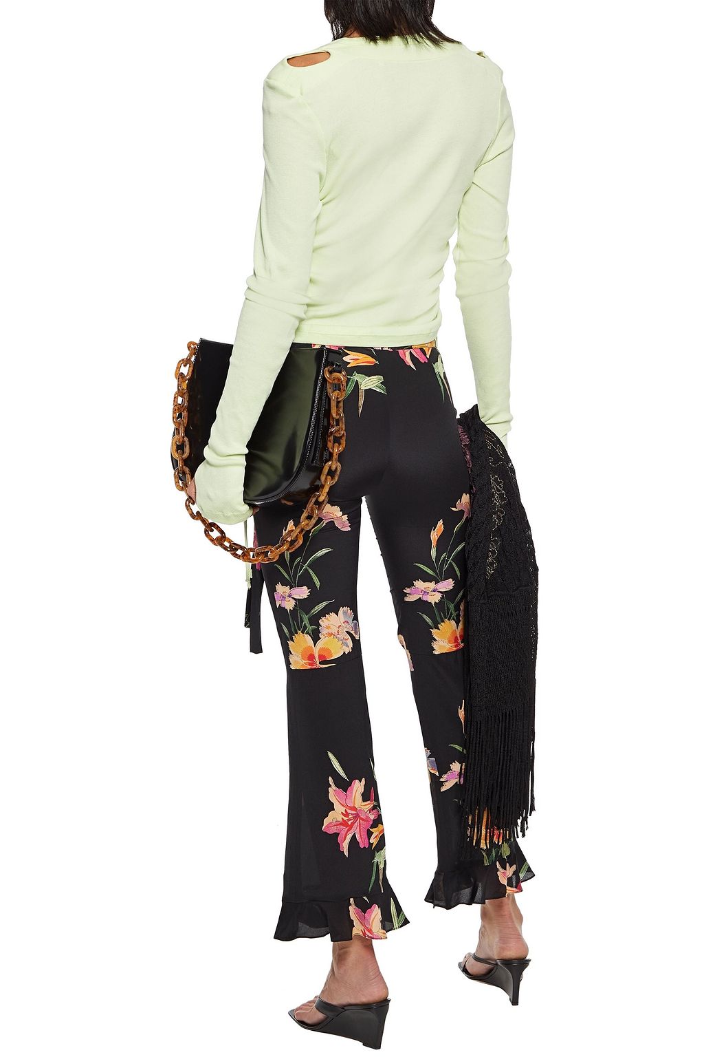 ETRO Ruffled floral-print silk crepe de chine flared pants
