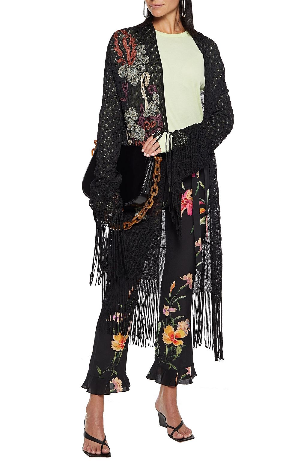 ETRO Ruffled floral-print silk crepe de chine flared pants
