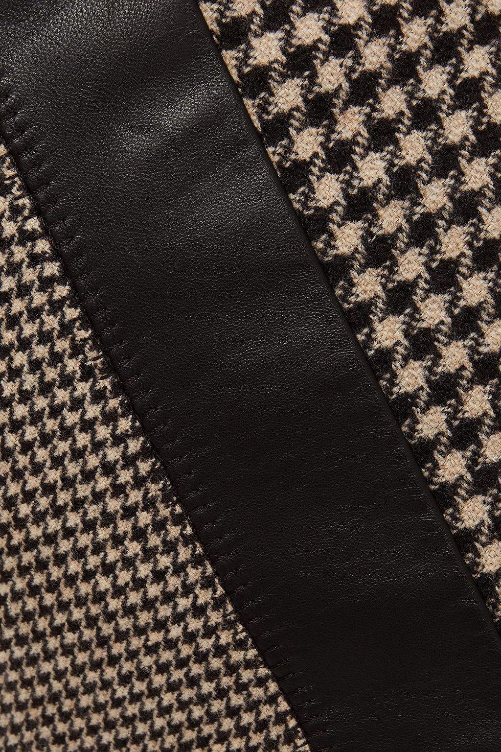ETRO Leather-trimmed houndstooth wool-blend mini skirt