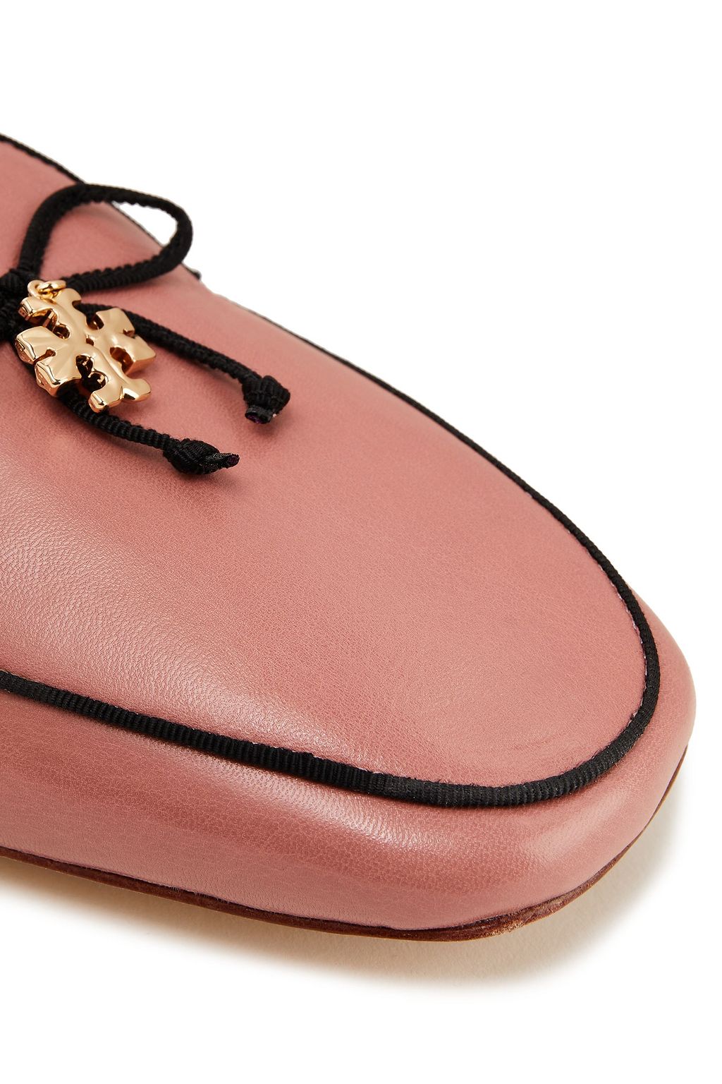 TORY BURCH Embellished leather collapsible-heel loafers