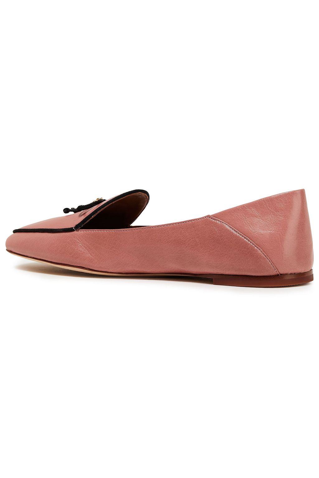 TORY BURCH Embellished leather collapsible-heel loafers