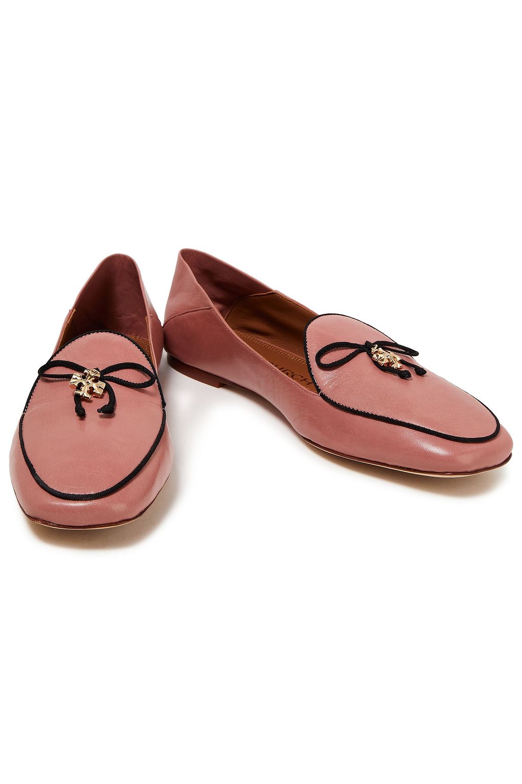 TORY BURCH Embellished leather collapsible-heel loafers