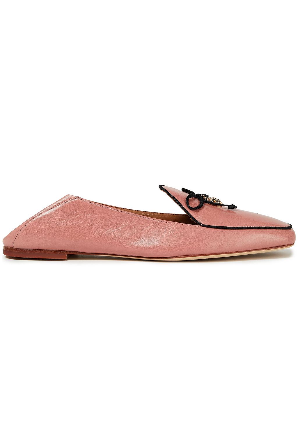 TORY BURCH Embellished leather collapsible-heel loafers