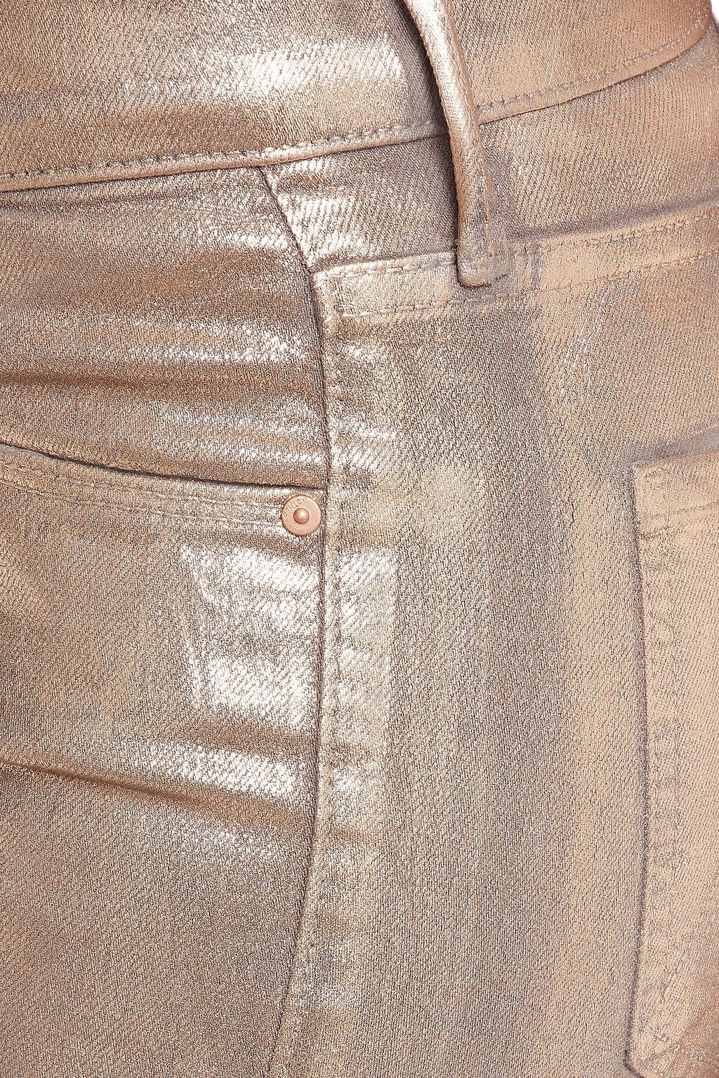 MOTHER The Dazzler Yoke cropped metallic coated high-rise slim-leg jeans