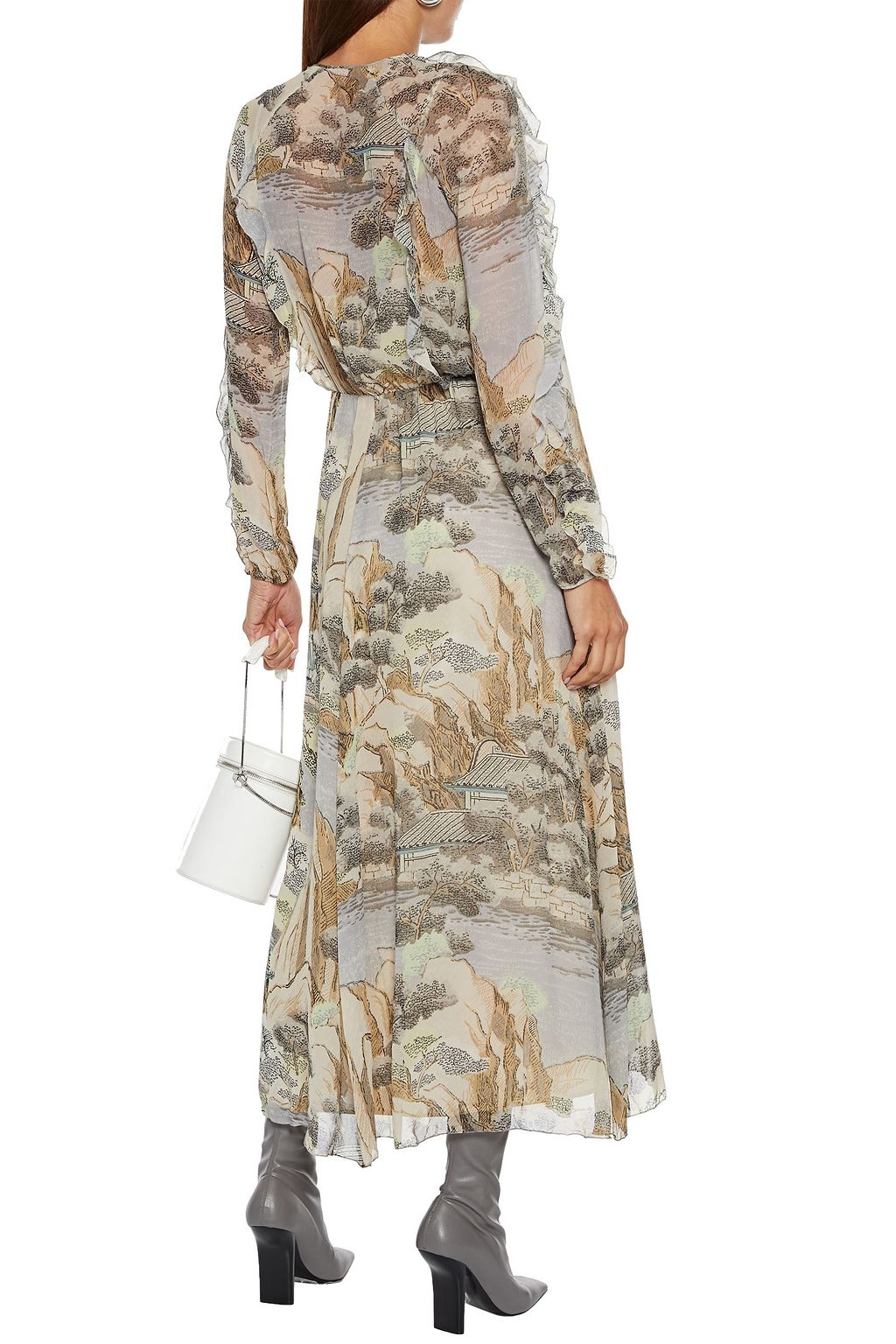 REDVALENTINO Ruffled printed chiffon maxi dress