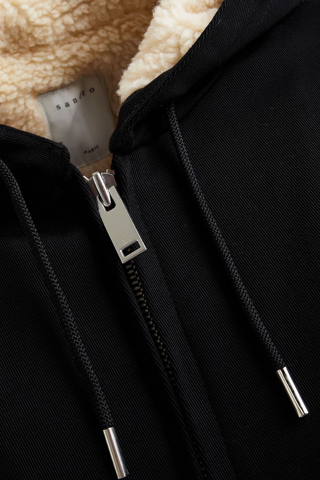 SANDRO Faux shearling-lined cotton-twill hooded parka