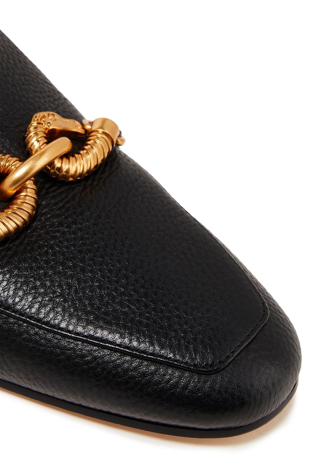 TORY BURCH Jessa embellished pebbled-leather slippers
