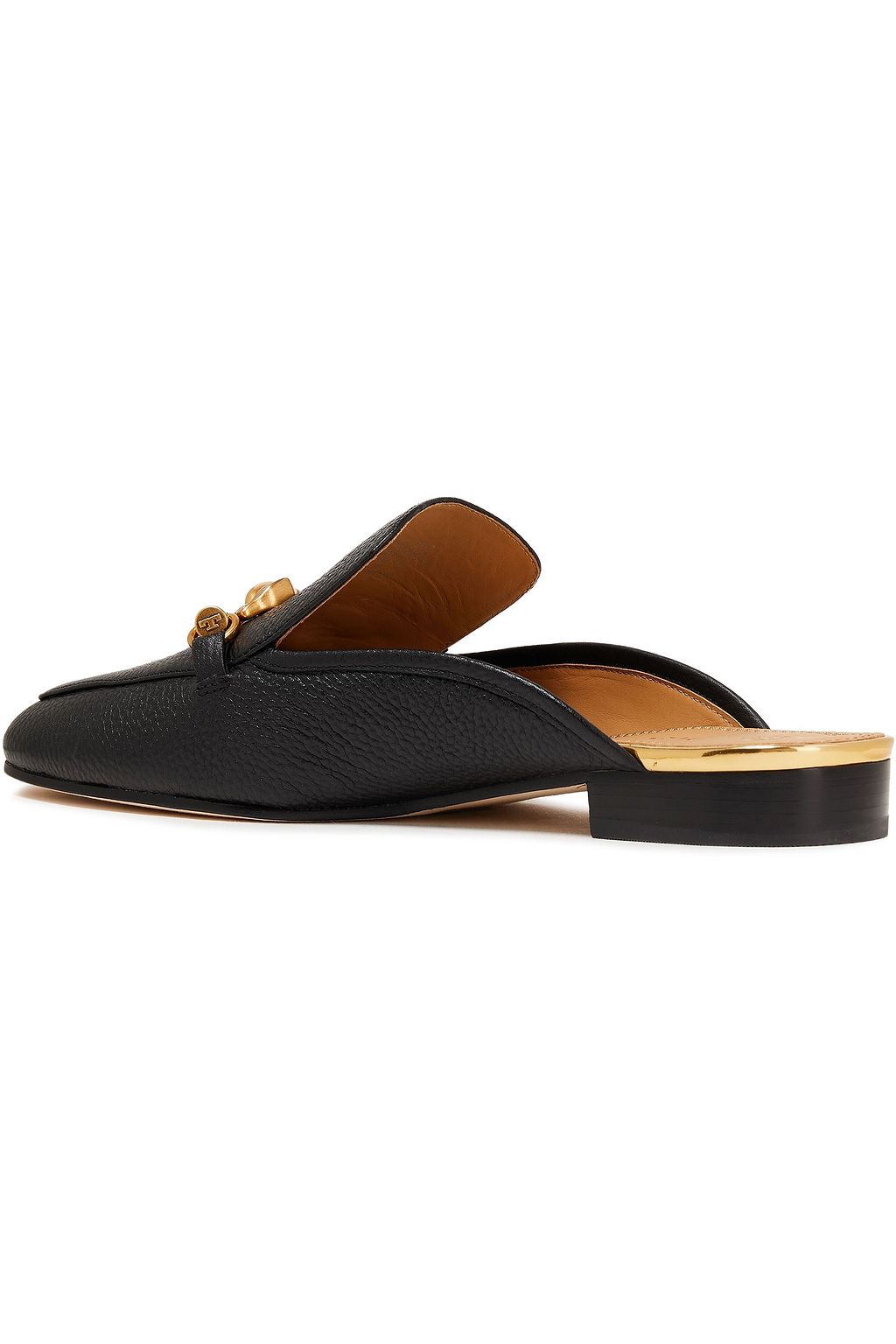 TORY BURCH Jessa embellished pebbled-leather slippers