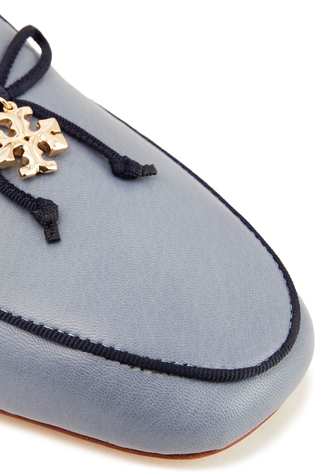 TORY BURCH Embellished leather collapsible-heel loafers