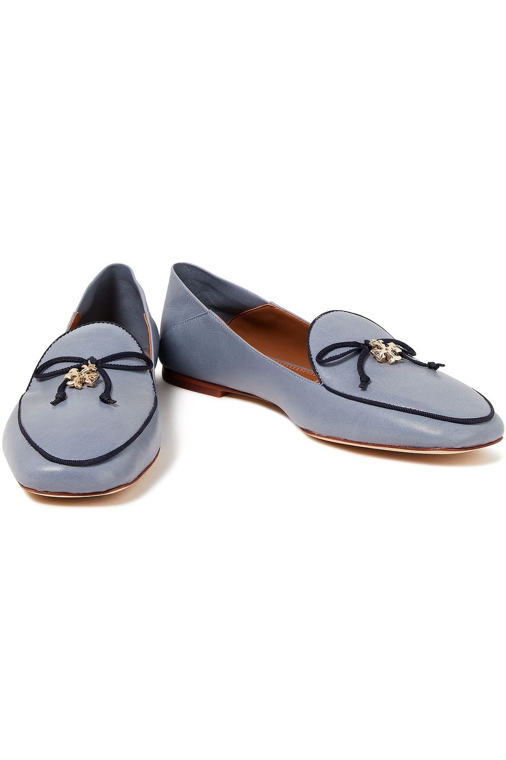 TORY BURCH Embellished leather collapsible-heel loafers