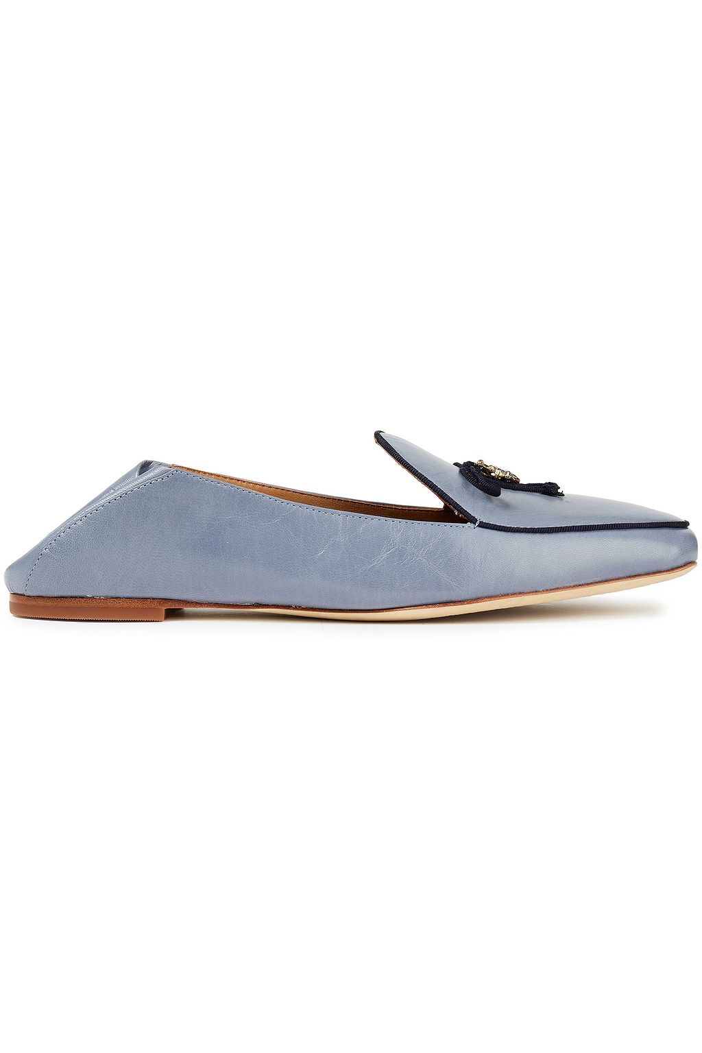 TORY BURCH Embellished leather collapsible-heel loafers