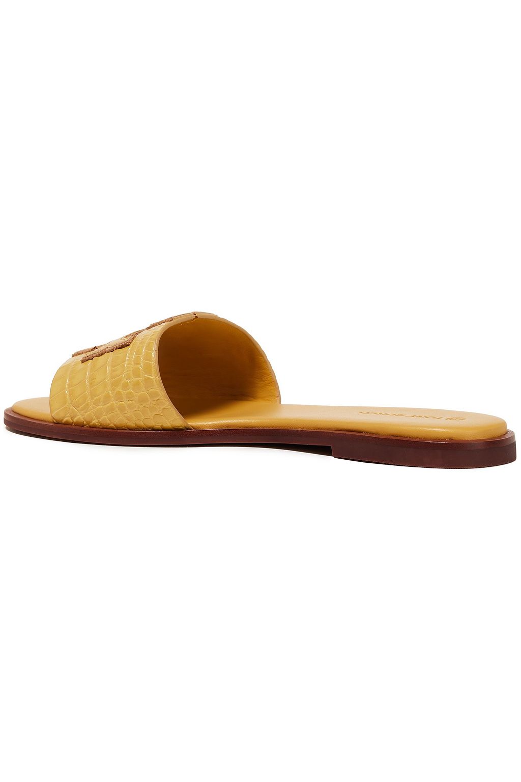 TORY BURCH Ines appliquéd croc-effect leather slides
