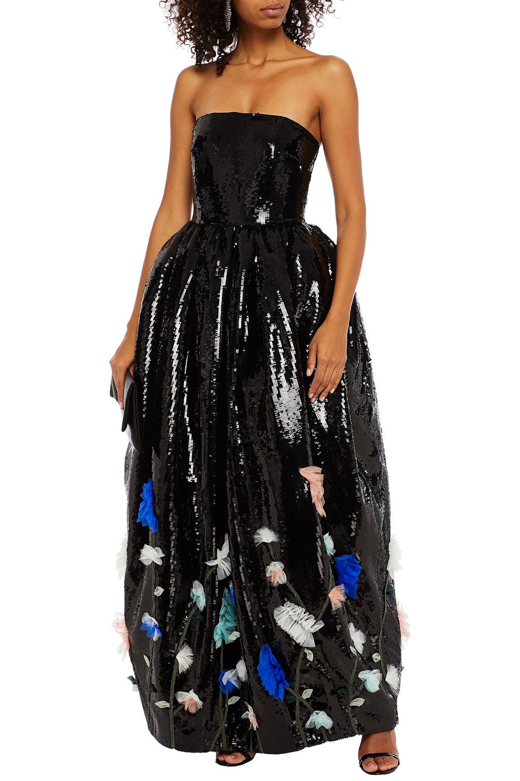 HUISHAN ZHANG Embellished strapless sequined tulle gown