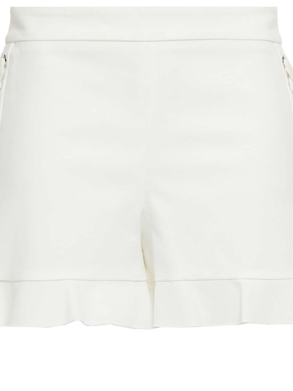 lace-up ruffled cotton-blend shorts