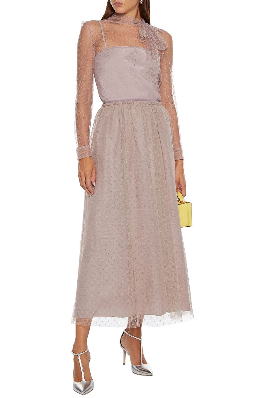 REDVALENTINO بلوزة بياقة فيونكة من قماش بوان ديسبري