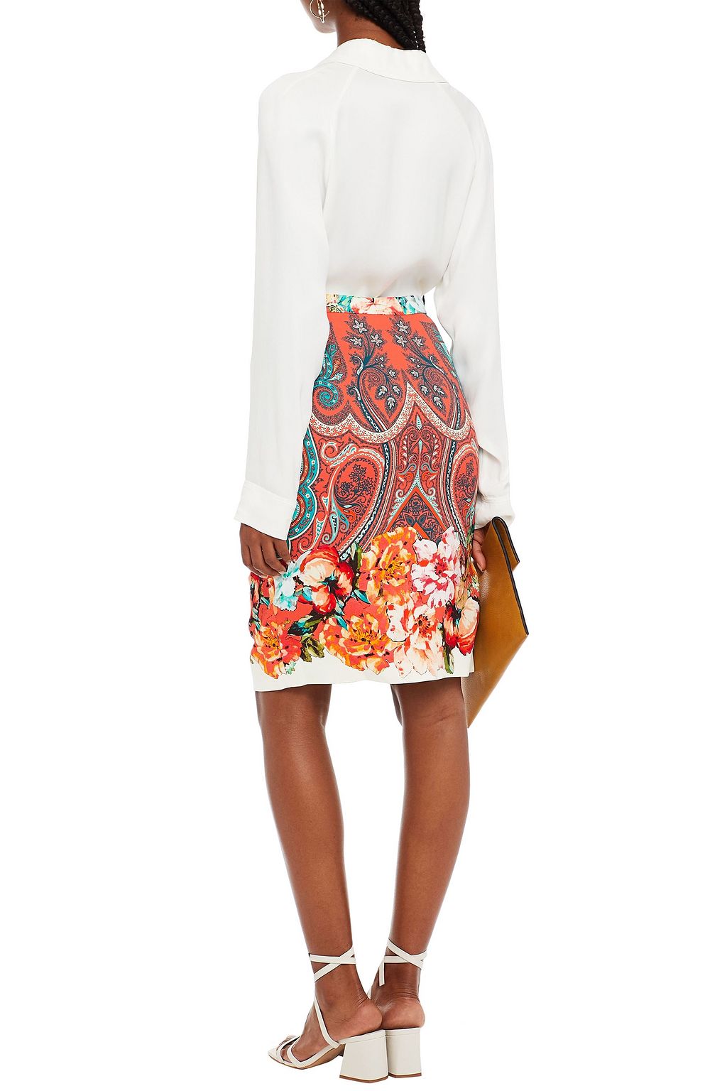 ETRO Wrap-effect printed crepe skirt